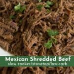 slow cooked shredded Mexican beef collage